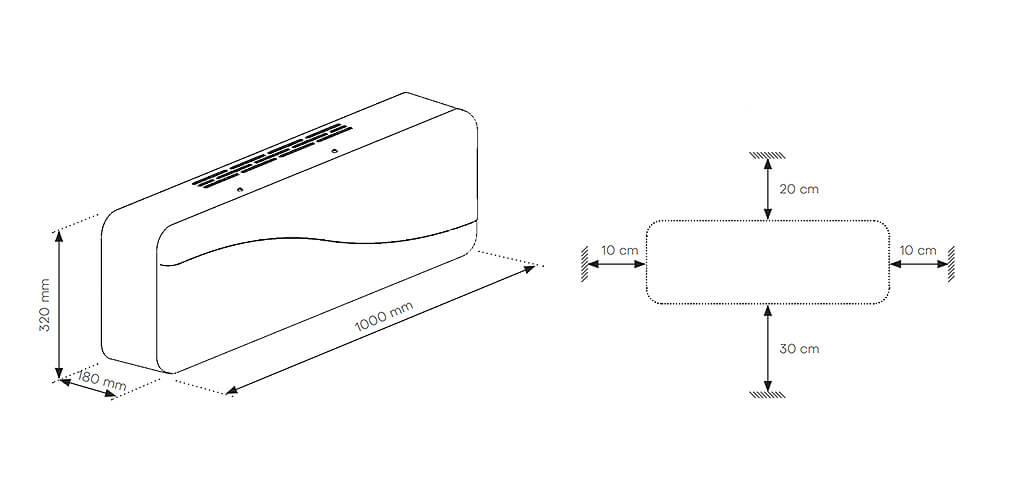 Rekuperators Helty HRV FlowUltra Plus - izmēri