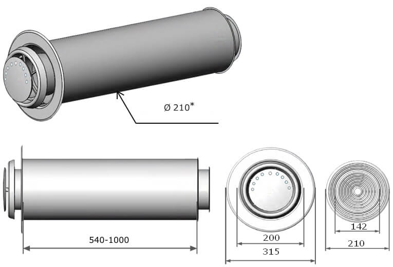 Climtec RD-200 plus heat recovery unit dimensions