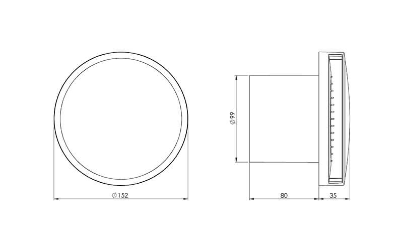 Europlast EAT100HT ventilator dimensions