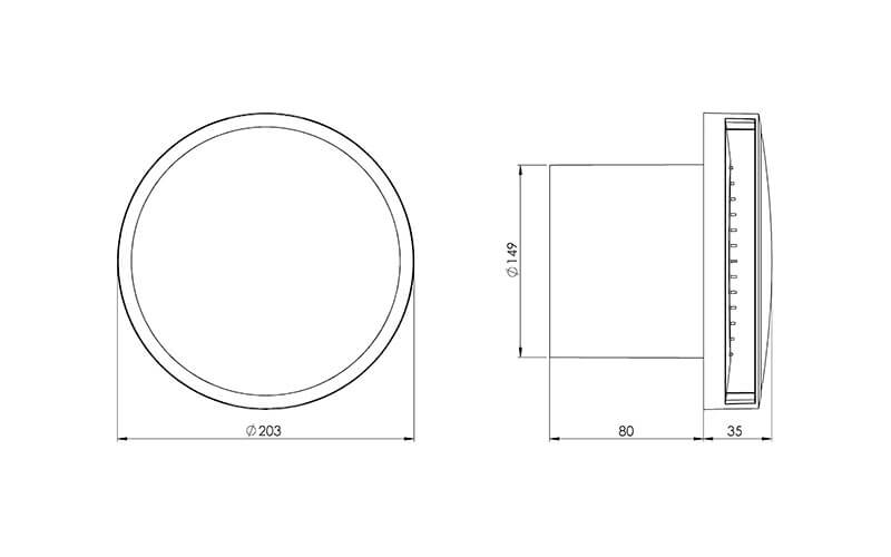 Europlast EAT150 ventilator dimensions