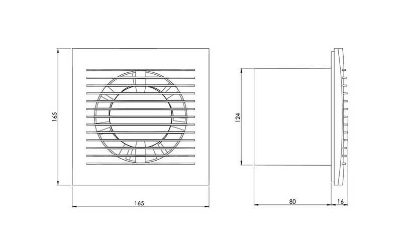 Ventilator Europlast EE125HT dimensions