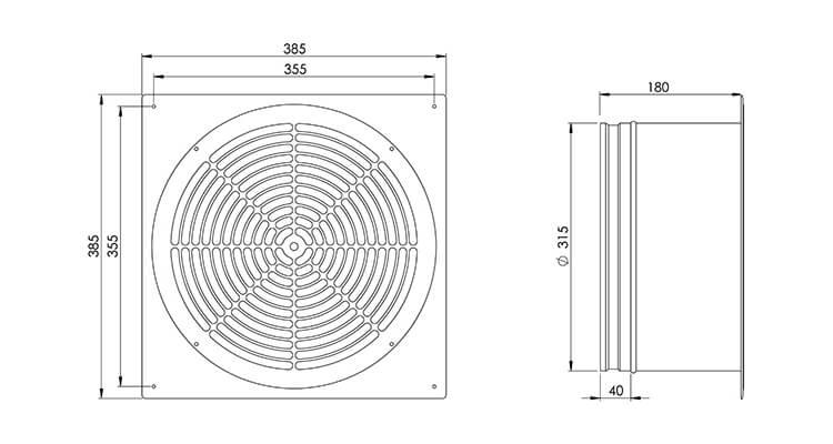 Europlast ZSMK315 fan dimensions