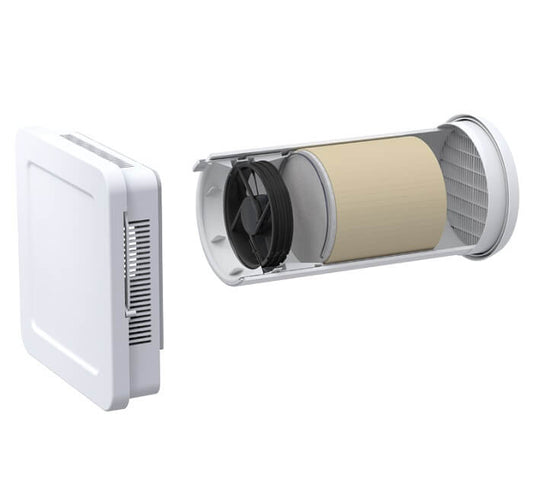 Heat recovery unit Siegenia AEROTUBE WRG SMART wall ventilator with MANUAL lock, incl. weather grille PVC white