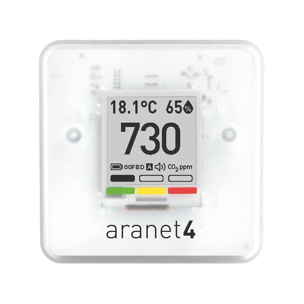 Aranet4 PRO iekštelpu gaisa kvalitātes mērītājs - CO2, gaisa temperatūras, relatīvā mitruma un atmosfēras spiediena sensori