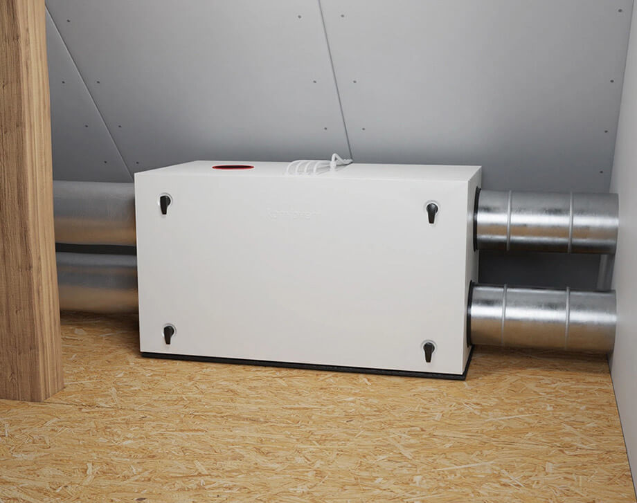 Centralizēta ventilācijas sistēma ar siltuma atgūšanu Komfovent Domekt R 600 H C6M ar rotācijas siltummaini