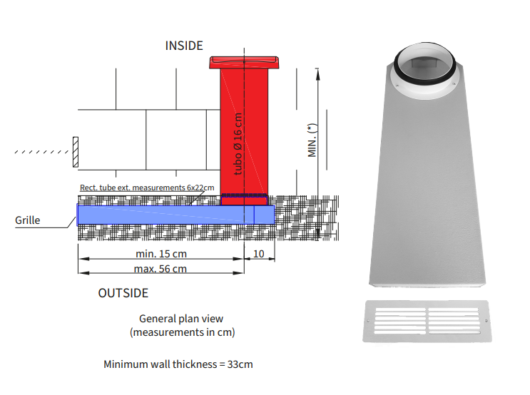 Window reveal kit for Ambientika Heat recovery units