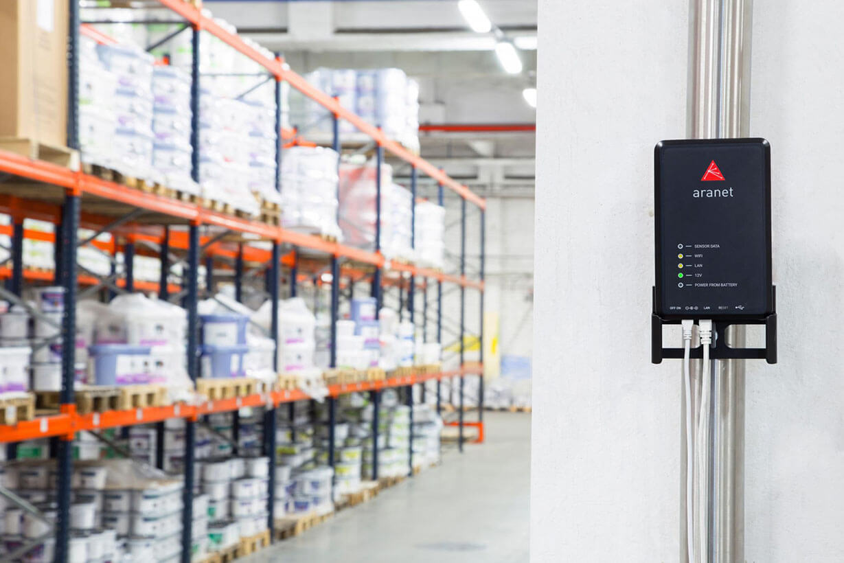 Aranet PRO base station in warehouse