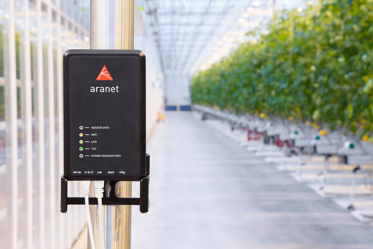 Aranet PRO base station in greenhouse