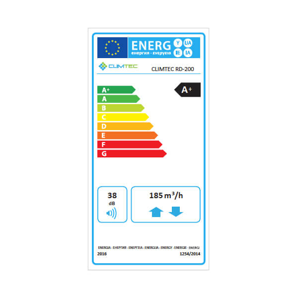 Climtec RD-200 Standard heat recovery unit energy label