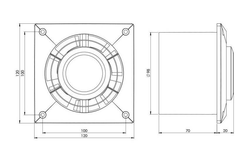 Europlast ventilator A6 L100 dimensions