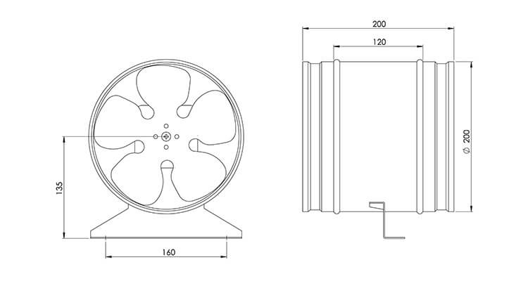 Europlast ZKM200 pipe ventilator dimensions