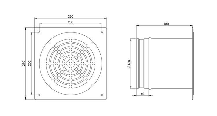 Europlast ZSMK160 ventilator dimensions