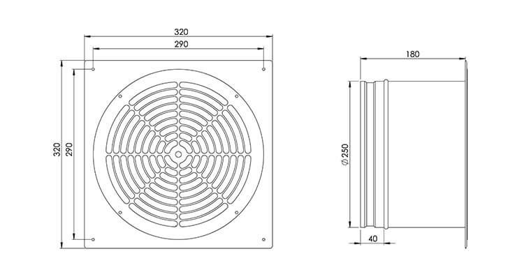 Europlast ZSMK250 ventilator dimensions