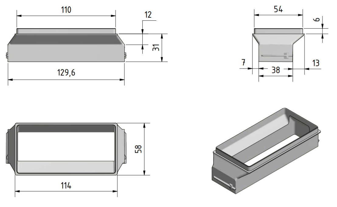 Meltem flat air duct connection adapter