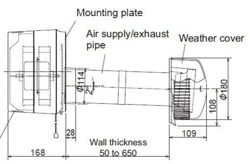 Heat recovery unit Mitsubishi Electric Lossnay VL-50R2 technical specifications