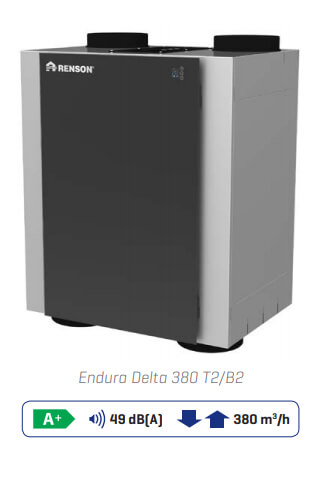 Renson Endura Delta 380 T2/B2 centralised heat recovery system with 4 upper connections