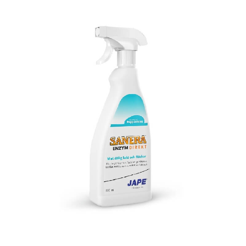Jape Sanera Enzym Direkt 0,5L Spray for eliminating unpleasant odours of organic origin.